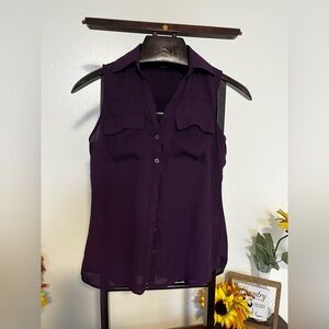 💜 New York & Company Sleeveless Button-Down Blouse – Purple – Size XS